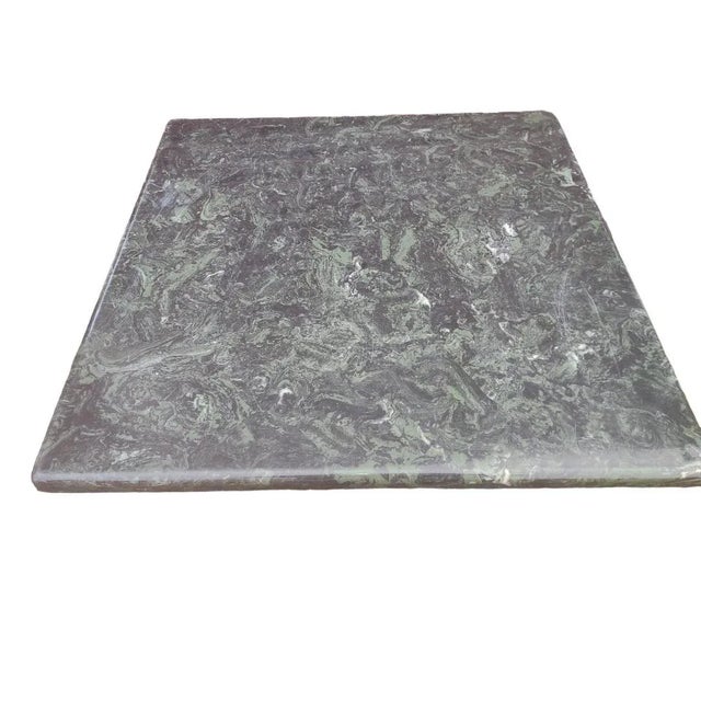 American Mid 20th Century Marble Top Iron Pedestal Dining Table For Sale - Image 3 of 4