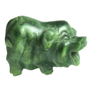 Miniature Hand-Carved Piglet of Serpentine Stone - Petey the Piglet! For Sale
