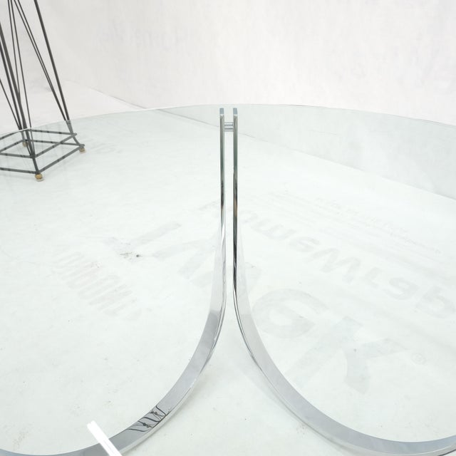 1970s Roger Sprung 3/4" Beveled Glass Chrome Base Mid Century Modern Coffee Table For Sale - Image 5 of 11