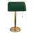 Vintage Ministerial Art Deco Style Brass Banker's Desk Lamp With Emerald Green Shade For Sale