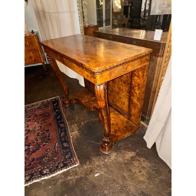 Wood 19th C. Italian Burl Walnut Console For Sale - Image 7 of 7