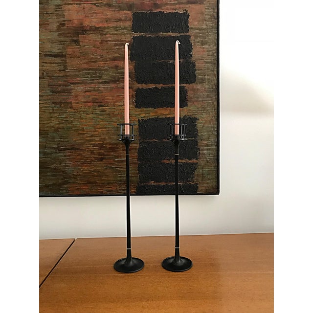 1960s MidCentury Modern Dansk Jens Quistgaard Black Iron Candlesticks