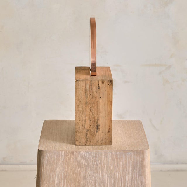 Brown Vintage Italian Wood + Copper Square Sculpture by Banci Firenze For Sale - Image 8 of 13