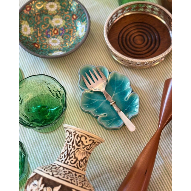 1970s 1970s Turquoise Leaf Dishes - Set of 4 For Sale - Image 5 of 5