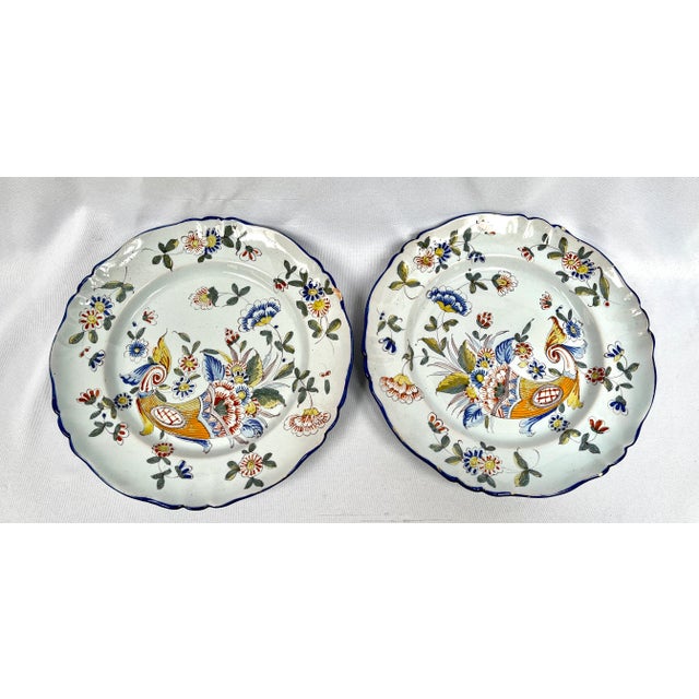 Late 19th Century 1800s Keller & Guerin Faience Floral Plates - a Pair For Sale - Image 5 of 12