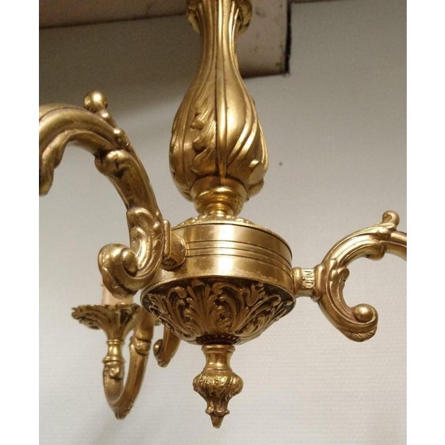Vintage Louis XV French Bronze Three Branch Chandelier, 1970s For Sale - Image 9 of 13