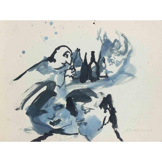 Tempera and watercolor on cardboard. Hand signed in pencil lower right. Very good condition. This piece is attributed to...