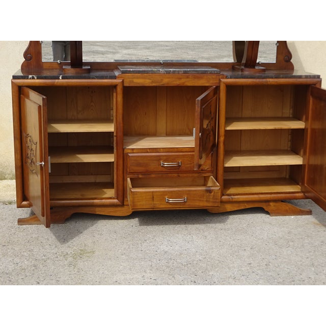 Large Mid-Century Modernn Walnut and Black Marble Cupboard For Sale - Image 15 of 18