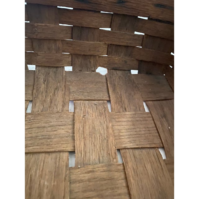 Brown Antique Splint Oak Gathering Basket Circa 1900 For Sale - Image 8 of 12