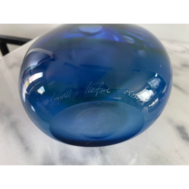 Signed James Kingwell Icefire Art Glass Vase in Blue Green & Purple For Sale In Seattle - Image 6 of 9