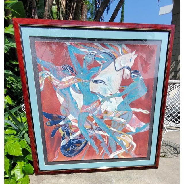 Yamin Young, Serigraph Signed, Numbered and Titled "Flame" 151/175 Framed 1980s For Sale - Image 13 of 13