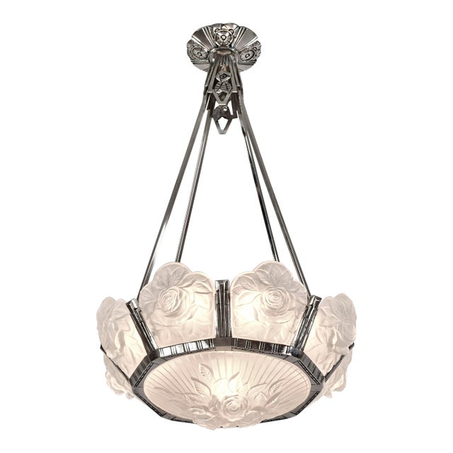 French Art Deco Chandelier by Maurice Model Cristalleries De Verdun - 1930s France For Sale