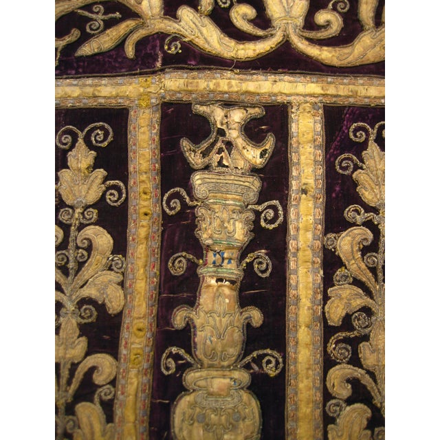 Large Velvet Gold and Silk Embroidered Antependium Circa 17 Century For Sale - Image 11 of 14