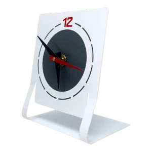 1980s White Metal Desk Clock by Time Square