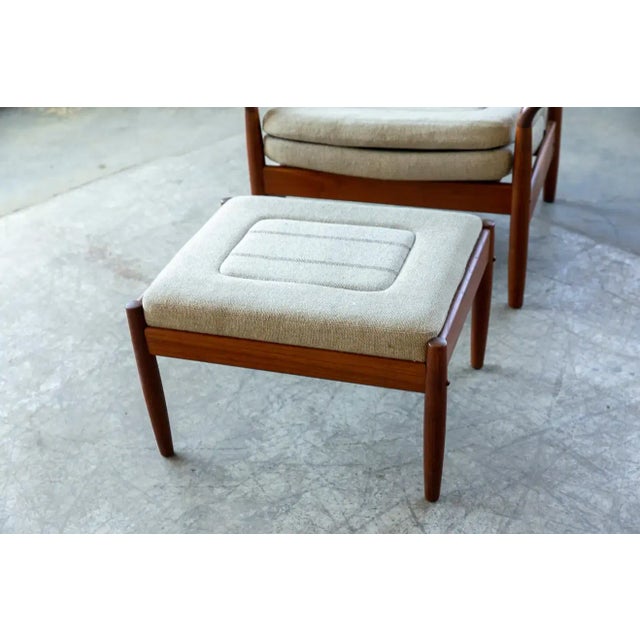 1970s Danish Modern Teak Lounge Chair With Ottoman, Denmark, Circa 1970 For Sale - Image 5 of 12