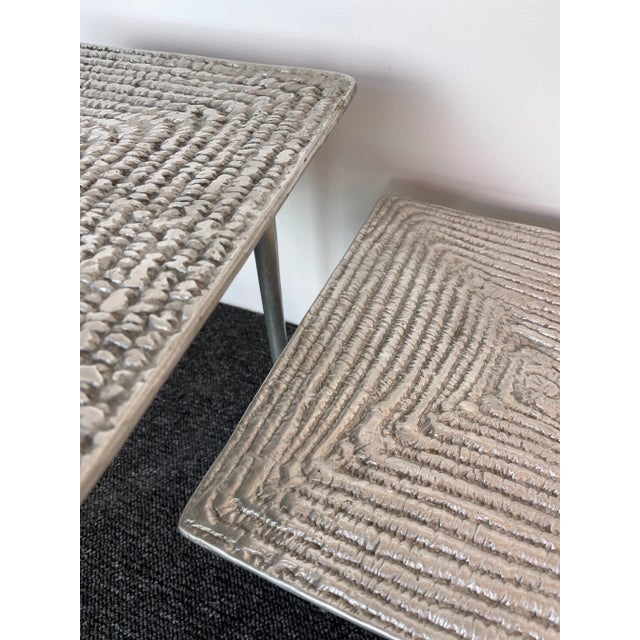 1990s Set of 3 Cast Metal Coffee Side Tables, Italy, 1990s For Sale - Image 5 of 13