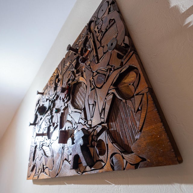 Large Mid-Century Abstract Wood Assemblage Wall Sculpture, 1960s For Sale - Image 10 of 16
