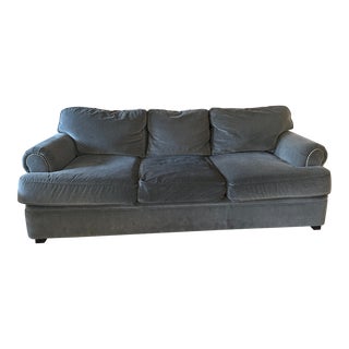 Hendredon Dark Grey Upholstered Sofa For Sale