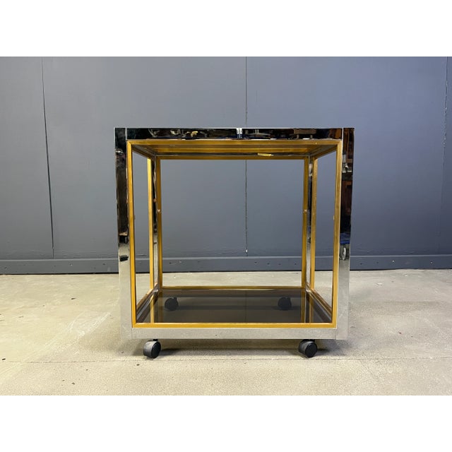 Italian Brass and Chrome Drinks Trolley, 1970s For Sale - Image 9 of 10