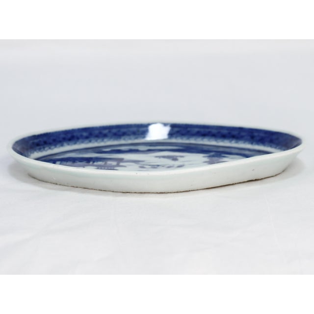 Blue Antique Chinese Export Small Blue & White Canton Porcelain Underplate For Sale - Image 8 of 11