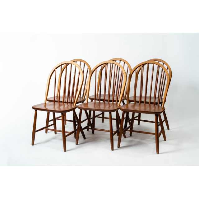 Brown Windsor Teak Dining Chairs by Erik Ole Jørgensen for Tarm Stole Møbelfabrik, 1960s, Set of 6 For Sale - Image 8 of 8