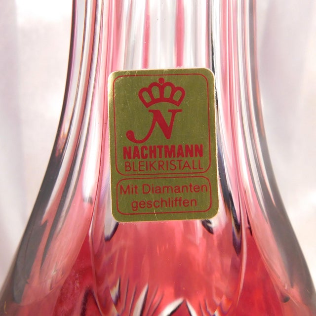 Contemporary 1960s Pink Nachtmann Nierstein Cut to Clear Decanter With Glasses For Sale - Image 3 of 10