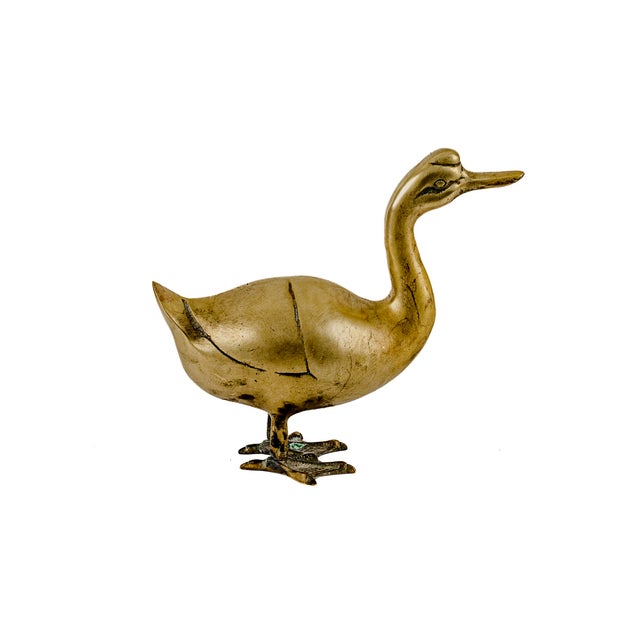 Vintage Mid-Century Modern Hollywood Regency Solid Brass Duck For Sale - Image 4 of 7