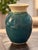 Traditional Signed K. Lutz Studio Art Pottery Vase Teal Blue Green Crackle Glaze Pacific Northwest 6” For Sale - Image 3 of 4