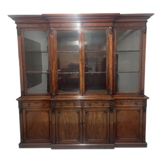 Mahogany Breakfront Display Bookcase, 1840 For Sale