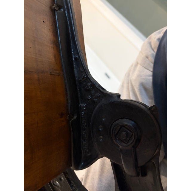 Wood Antique Cast Iron & Wood School Desk For Sale - Image 7 of 8