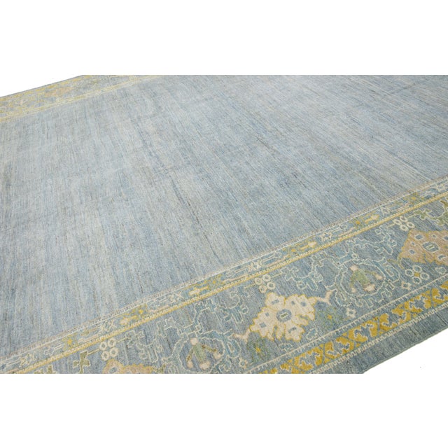 12 X 19 Blue Contemporary Sultanabad Designed Wool Rug by Apadana For Sale - Image 9 of 10
