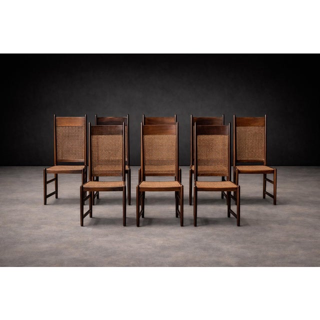 Set of 12 Brazilian Modern Dining Chairs in Rosewood & Caning by Fatima, 1960s Lot 606A For Sale In New York - Image 6 of 16