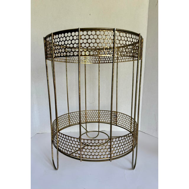 Black Mid-Century Modern Atomic Metal Wastebasket For Sale - Image 8 of 9