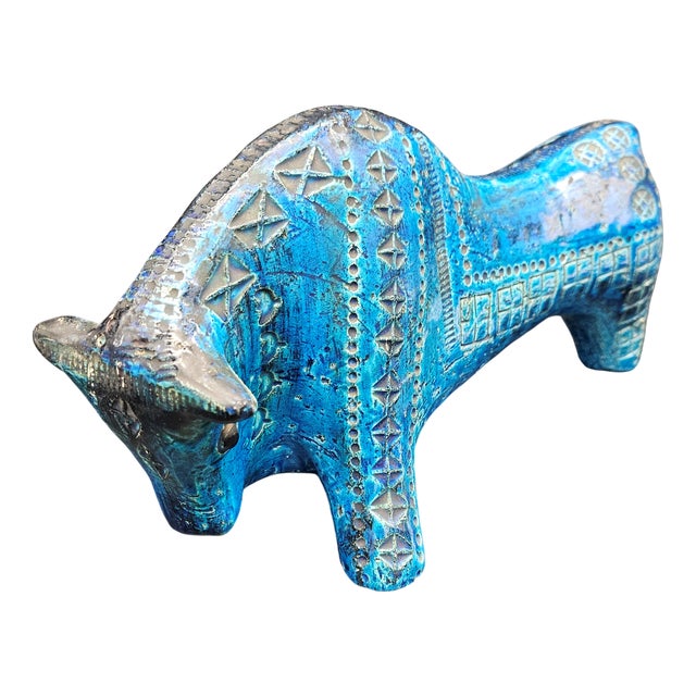 Rimini Blu Ceramic Bull by Aldo Londi for Bitossi, 1960s For Sale