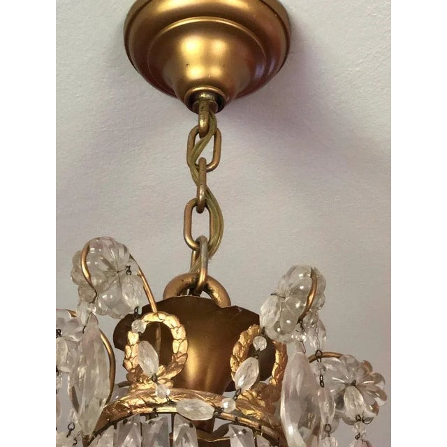 Antique Late 19th Century French Empire Brass and Crystal Chandelier For Sale - Image 4 of 8
