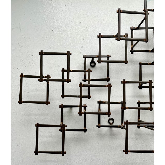 1970s Vintage Brutalist Abstract Metal Nail Wall Art Sculpture, circa 1970 For Sale - Image 5 of 12