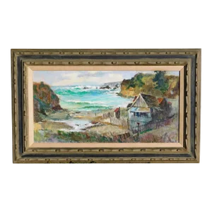 Blessing Lemohn Vintage California Seascape Oil Painting, Framed