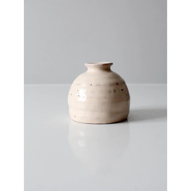 Cream Vintage Studio Pottery Vase For Sale - Image 8 of 9