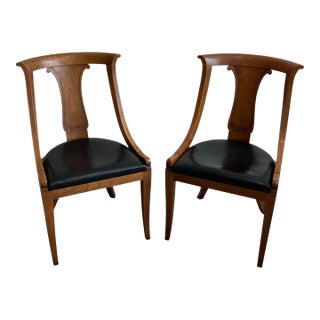 Mid 20th Century Pair of Baker Palladian Klismos Regency Dining Chairs For Sale