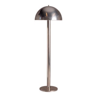 Modernist Mushroom Floor Lamp in Polished Aluminum For Sale