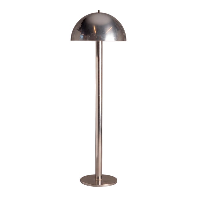 Modernist Mushroom Floor Lamp in Polished Aluminum For Sale