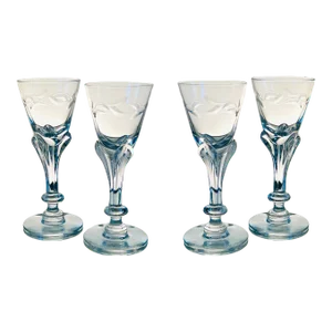 Art Nouveau Crystal Cordial Liqueur Glasses by Tiffin Glass, Set of Ten