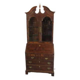 1980s Henredon Folio Ten Secretary Desk Bookcase Mahogany For Sale