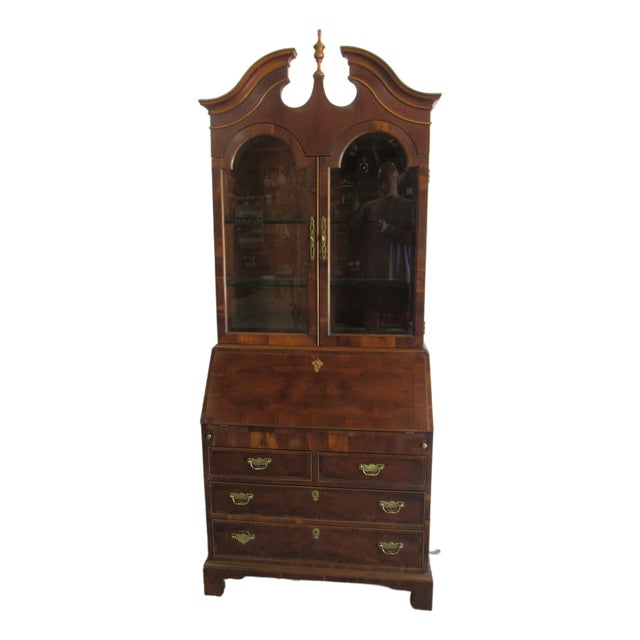 1980s Henredon Folio Ten Secretary Desk Bookcase Mahogany For Sale