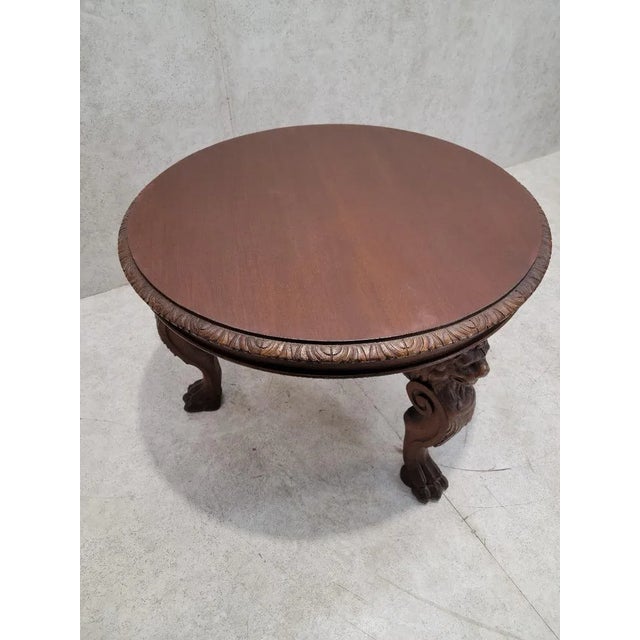 Figurative Early 20th Century Antique French Carved Figural Oak Entry Table For Sale - Image 3 of 9