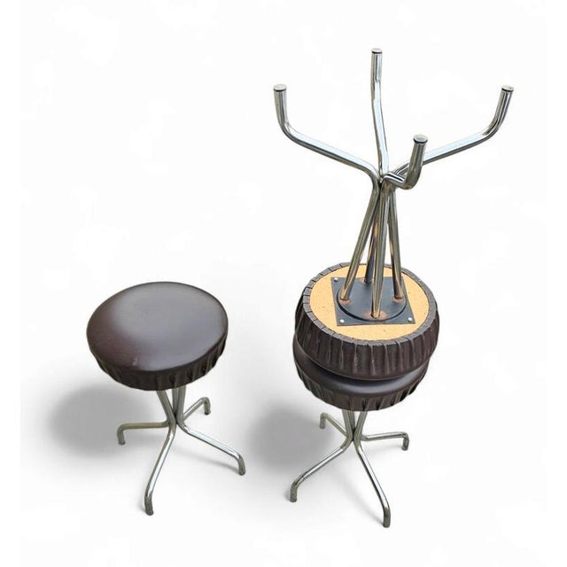 1970s Chrome Frame Stools with Black Seats, 1970s, Set of 3 For Sale - Image 5 of 13