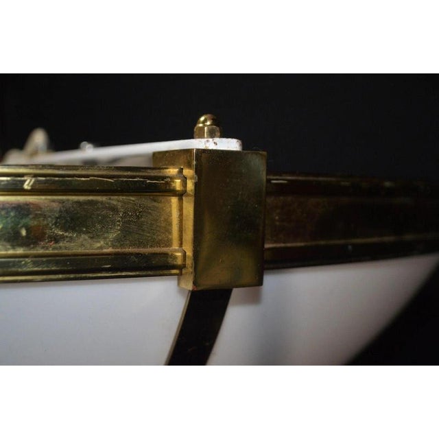 Large Mid-Century Four-Light Opaline and Polished Brass Bowl Chandelier, 1960s For Sale - Image 4 of 17