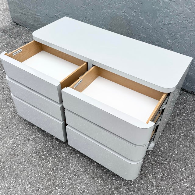 Postmodern Gray Gloss Laminate Curved Edge Dresser For Sale - Image 9 of 11