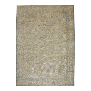 Early 20th Century Lovely Blue Tan Chinese Geometric Rug - 10' x 13'3" For Sale