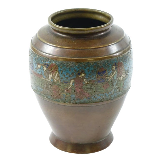19th Century Antique Chinese Bronze Expert Cloisonne With Egyptian Design For Sale